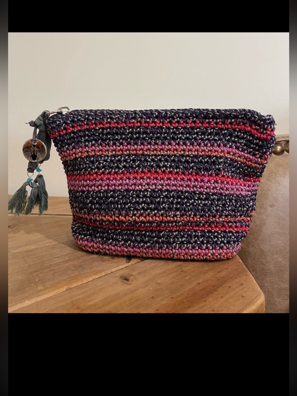 The Sak crochet zipper pouch